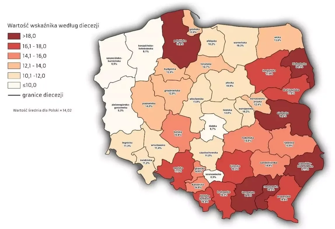 Mapa pokazuje gdzie w Polsce najwięcej osób przyjmuje komunię