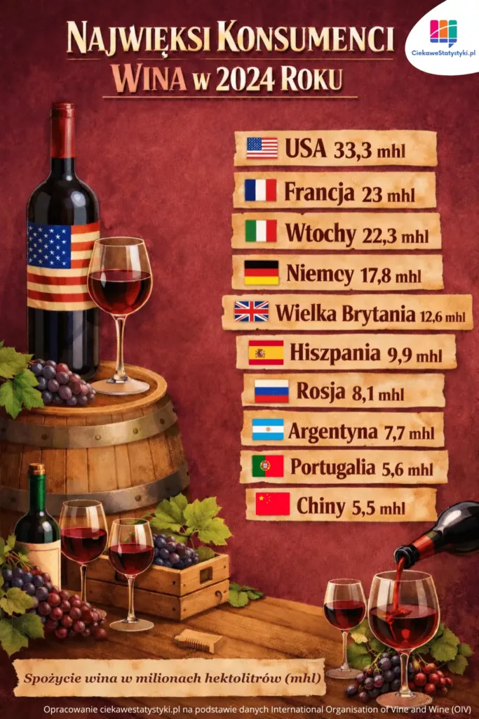 Najwięksi konsumenci wina Infografika pokazuje, kto pije najwięcej wina na świecie