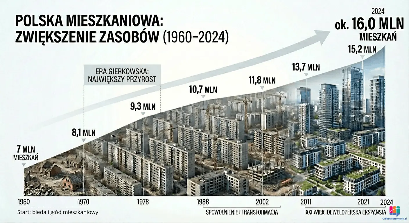 Jak zmieniała się liczba mieszkań w Polsce od lat 60.?