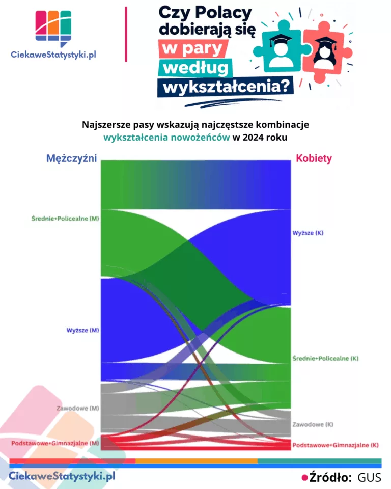 Wykształcenie nowożeńców w 2024 roku na podstawie danych GUS
